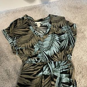 H&M Tropical Leaves Print Maxi Dress | 10